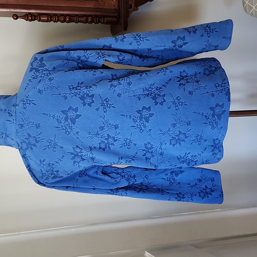 Eddie Bauer Blue Floral Women's Fleece,L - Picture 5 of 6